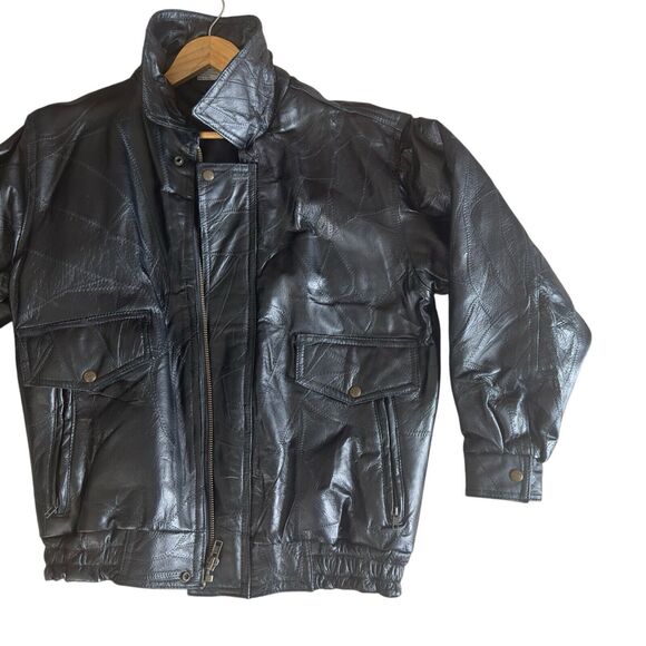 Vintage 90's Flight Path Leather Motorcycle Jacket Small Black - Picture 2 of 16